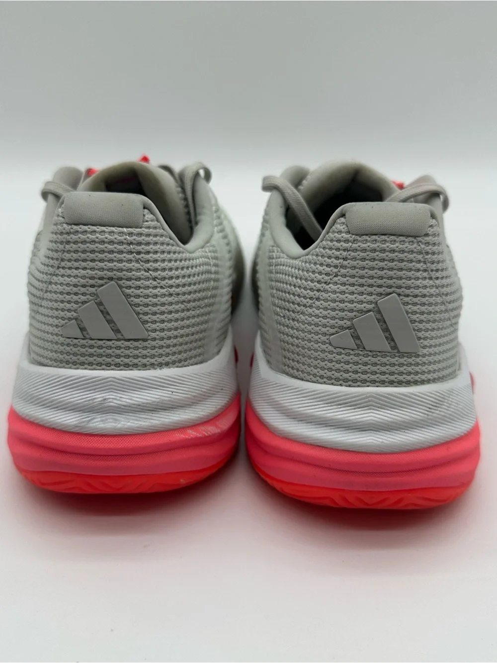 adidas Barricade Light Gray and Coral Court Shoes - Picture 4 of 10